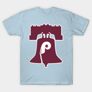 Philadelphia Baseball Retro Liberty Bell Red October Powder Blue T-Shirt