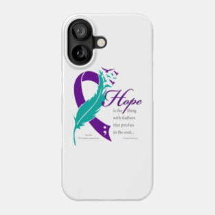Suicide Hope Feather Ribbon, black type Phone Case