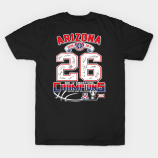 Back Arizona Men’s Basketball 2026 Big 12 Champions 28-2 signatures T-Shirt