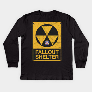 Cold War Civil Defense Fallout Shelter Sign Kids Long Sleeve T-Shirt