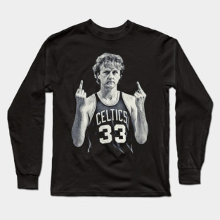 larry bird MIDDLE FINGER Retro 90s Long Sleeve T-Shirt